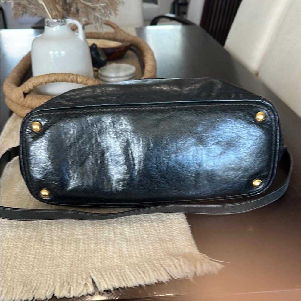 Prada Black Leather Tote with Gold Hardware Accents - Picture 13 of 17